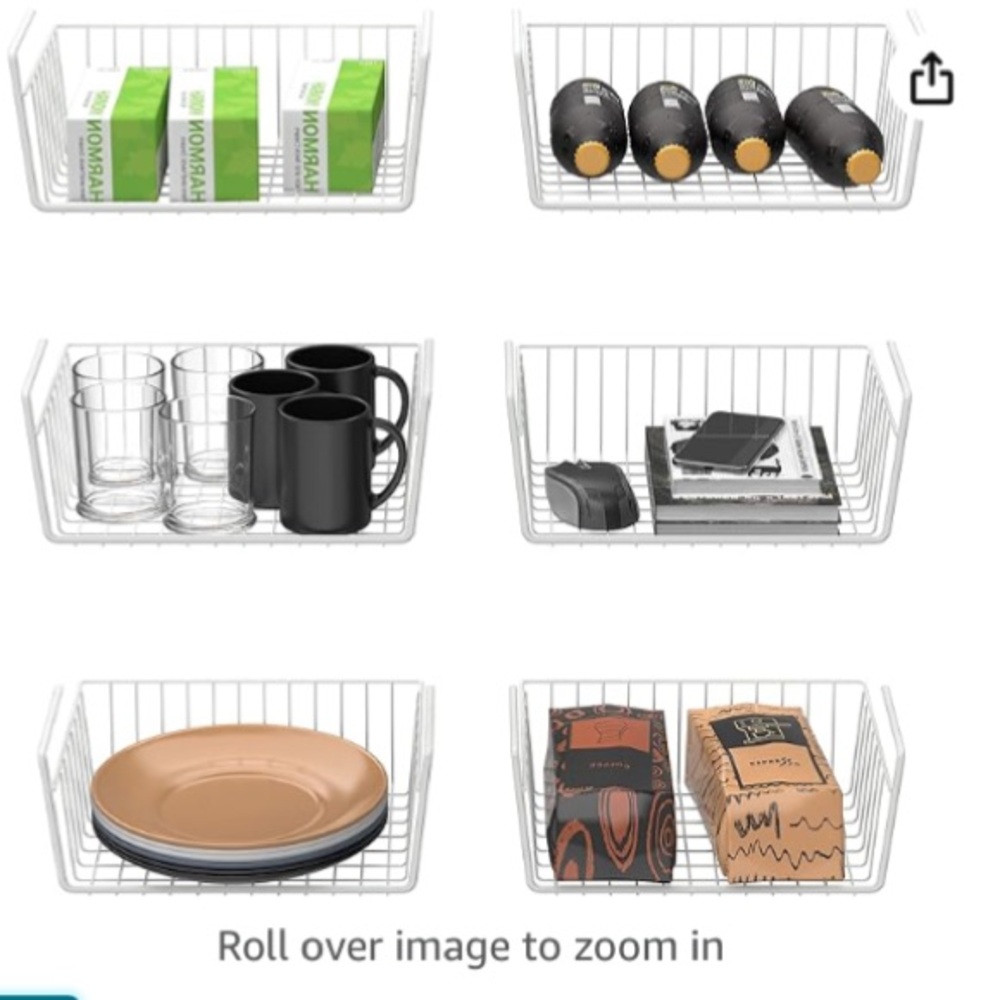 Set of 2 Rubbermaid Lee Rowan Hanging Under Shelf Metal Storage Basket 10” x 12”